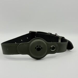 MODUS Adjustable Dog Collar with AirTag Holder Olive Green Size L 12.5-21